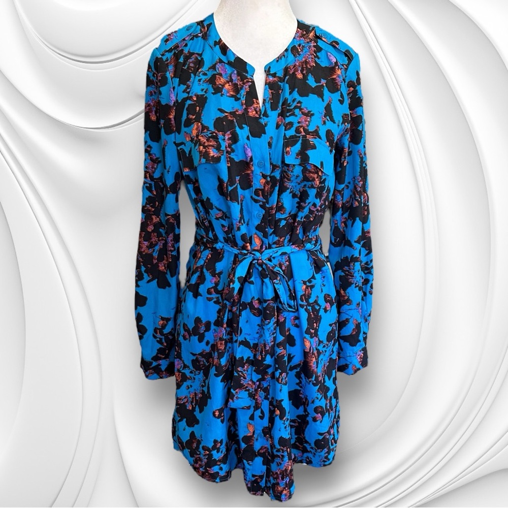 Collective Concepts Print Button Up Tie Dress Size Small